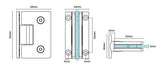 Zurich 6mm wall to glass hinge SQUARE EDGE, chrome